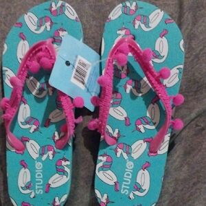 Studio Kids' Turquoise and Pink Flip Flops
